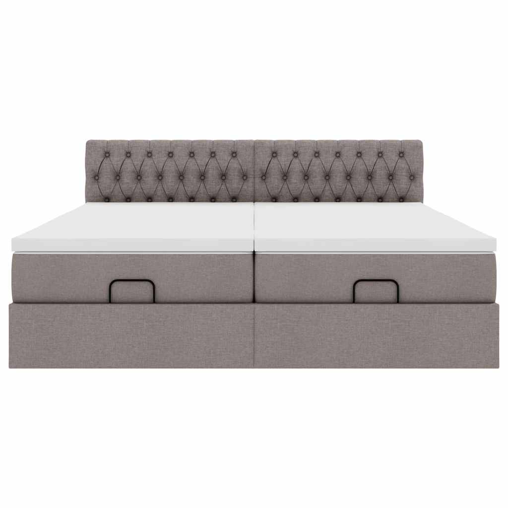 vidaXL Οθωμανικό κρεβάτι με στρώματα & LEDs Taupe 180x200cm ύφασμα