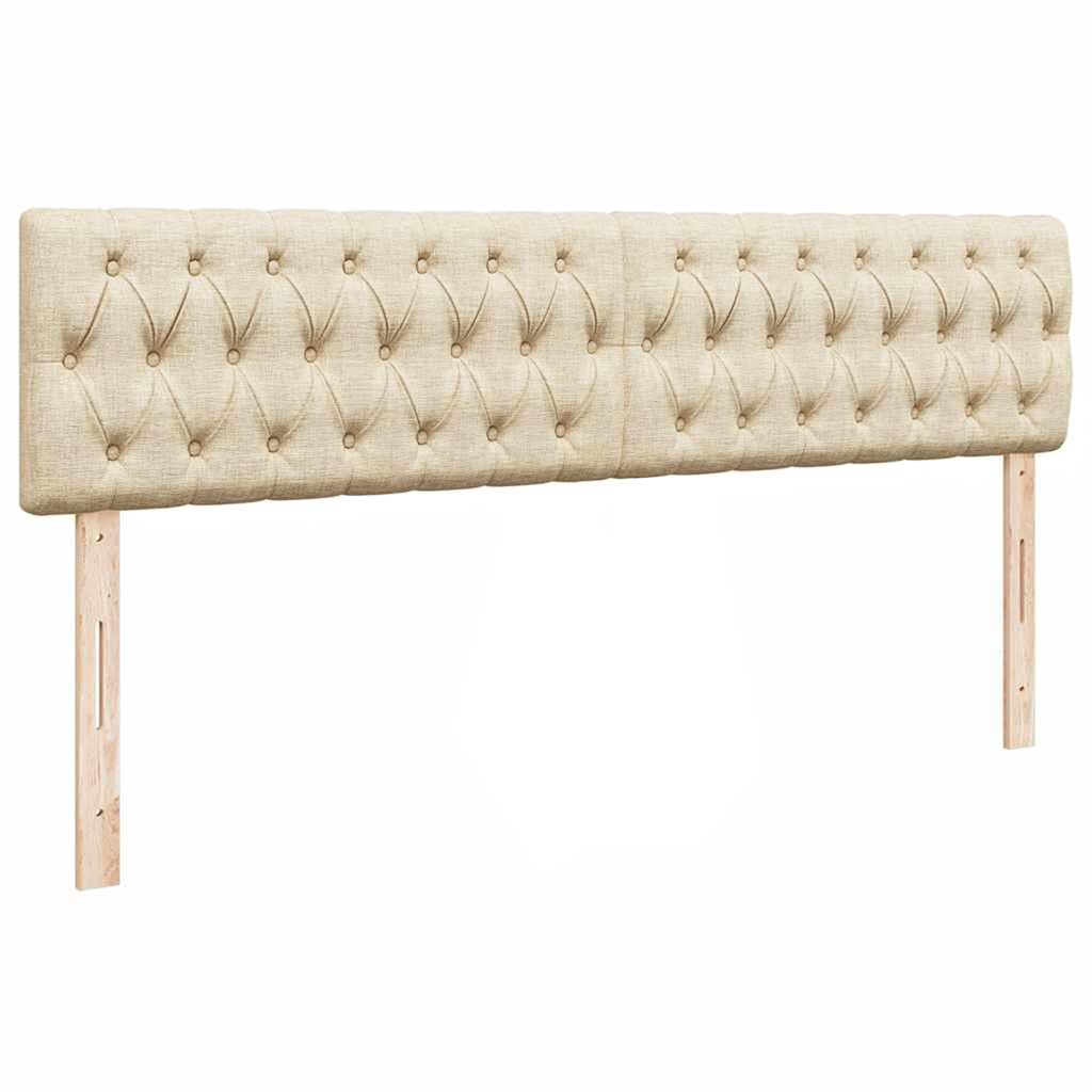 vidaXL Οθωμανικό κρεβάτι με στρώματα & LEDs Κρέμα 180x200cm ύφασμα