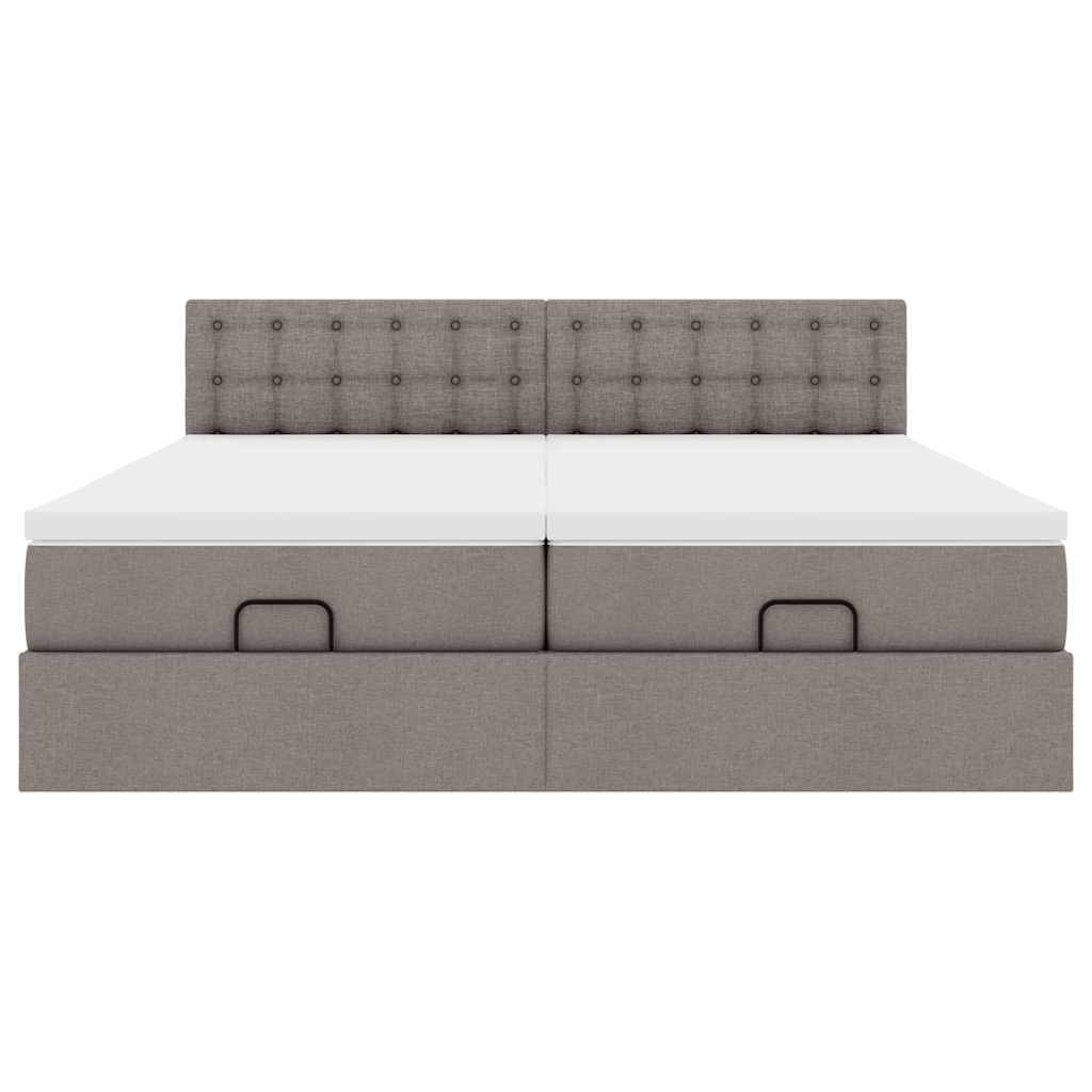 vidaXL Οθωμανικό κρεβάτι με στρώματα & LEDs Taupe 200x200cm ύφασμα