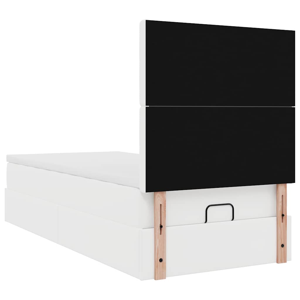 vidaXL Οθωμανικό κρεβάτι με στρώμα Λευκό 90x190cm Faux Leather