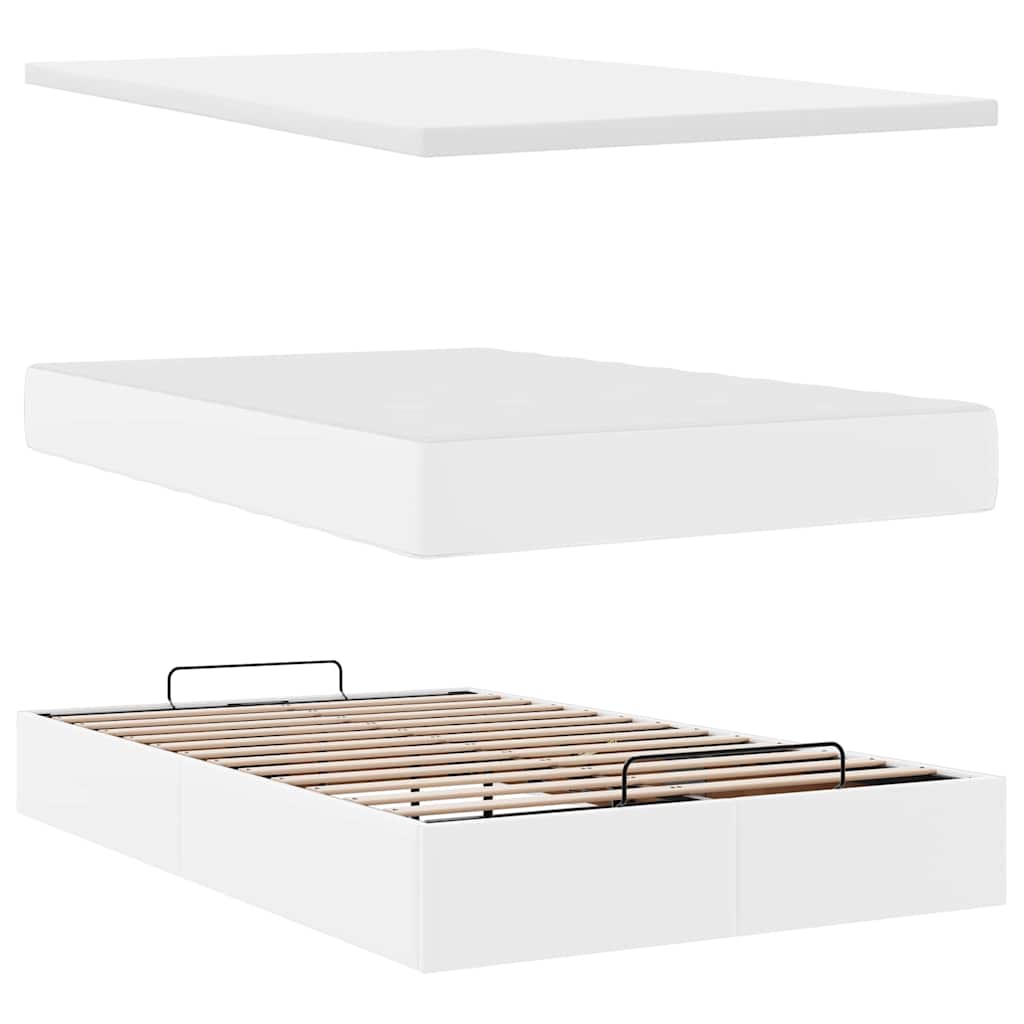 vidaXL Οθωμανικό κρεβάτι με στρώμα Λευκό 120x190 cm Faux Leather