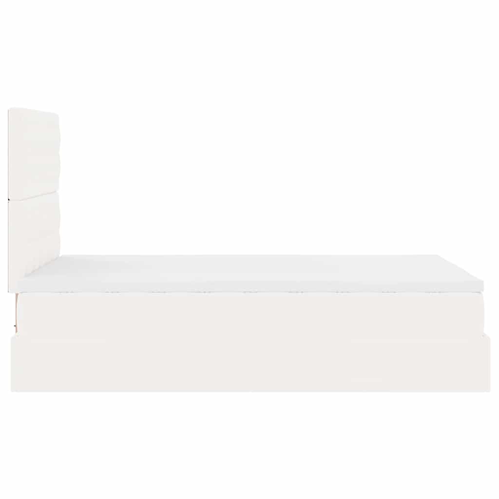 vidaXL Οθωμανικό κρεβάτι με στρώμα Λευκό 120x190 cm Faux Leather