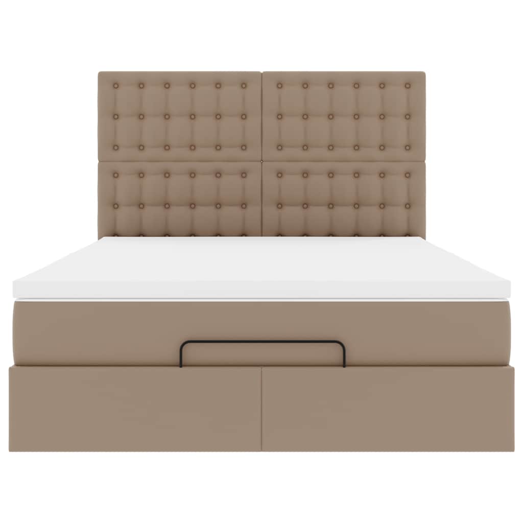 vidaXL Οθωμανικό κρεβάτι με στρώμα Cappucino 140x190cm Faux Leather