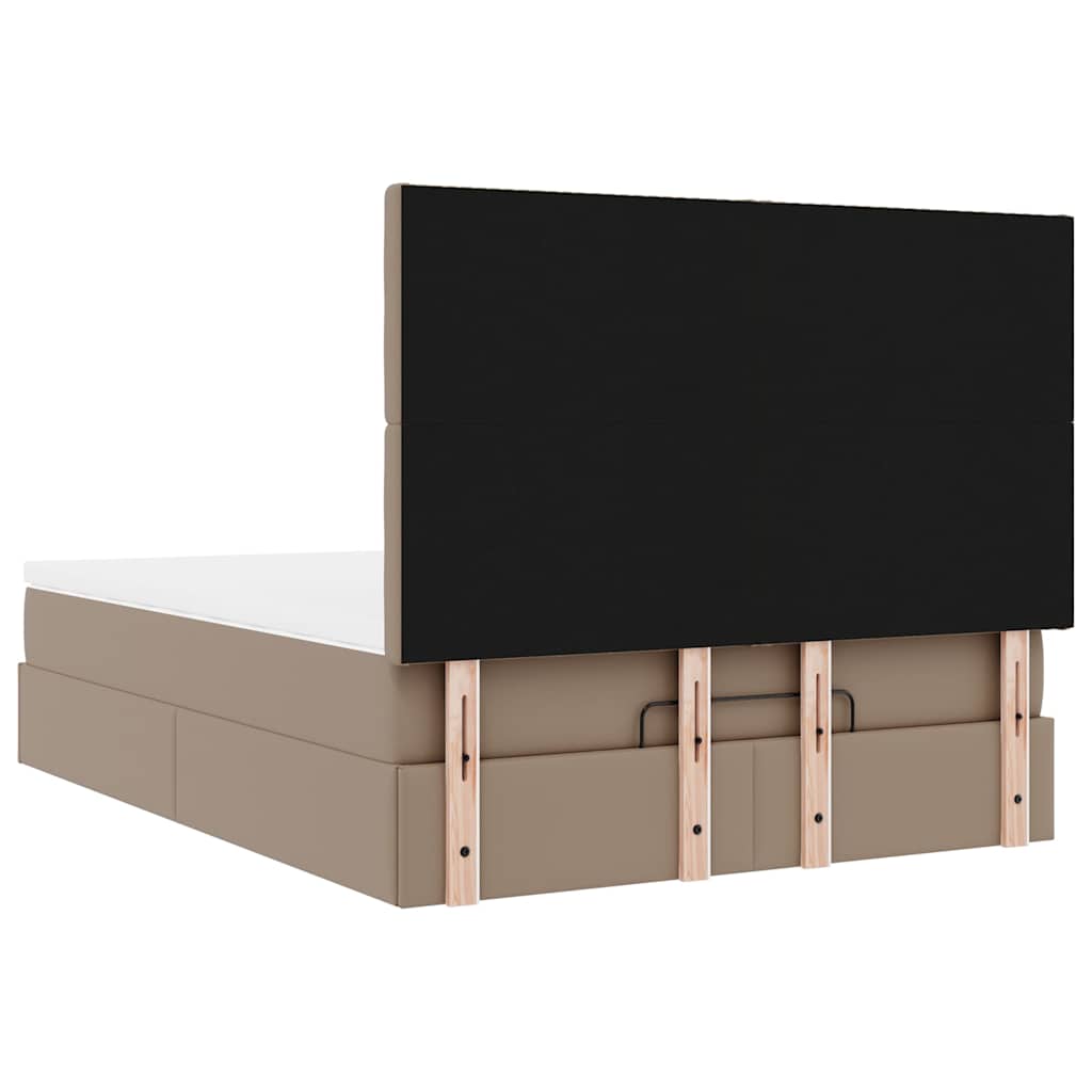 vidaXL Οθωμανικό κρεβάτι με στρώμα Cappucino 140x190cm Faux Leather
