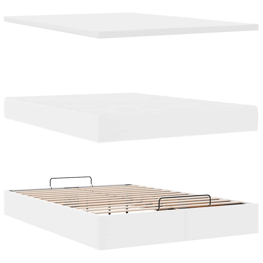 vidaXL Οθωμανικό κρεβάτι με στρώμα Λευκό 140x200cm Faux Leather