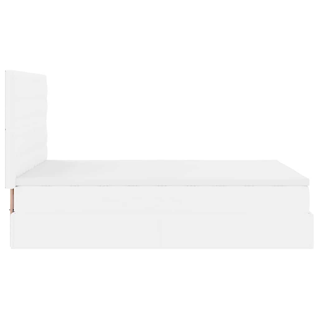 vidaXL Οθωμανικό κρεβάτι με στρώμα Λευκό 140x200cm Faux Leather