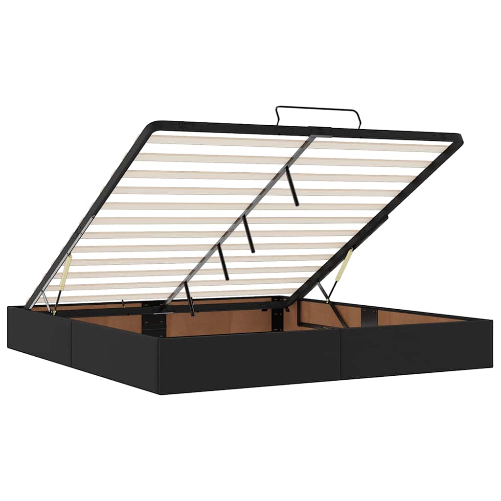 vidaXL Οθωμανικό κρεβάτι με στρώμα Μαύρο 160x200cm Faux Leather