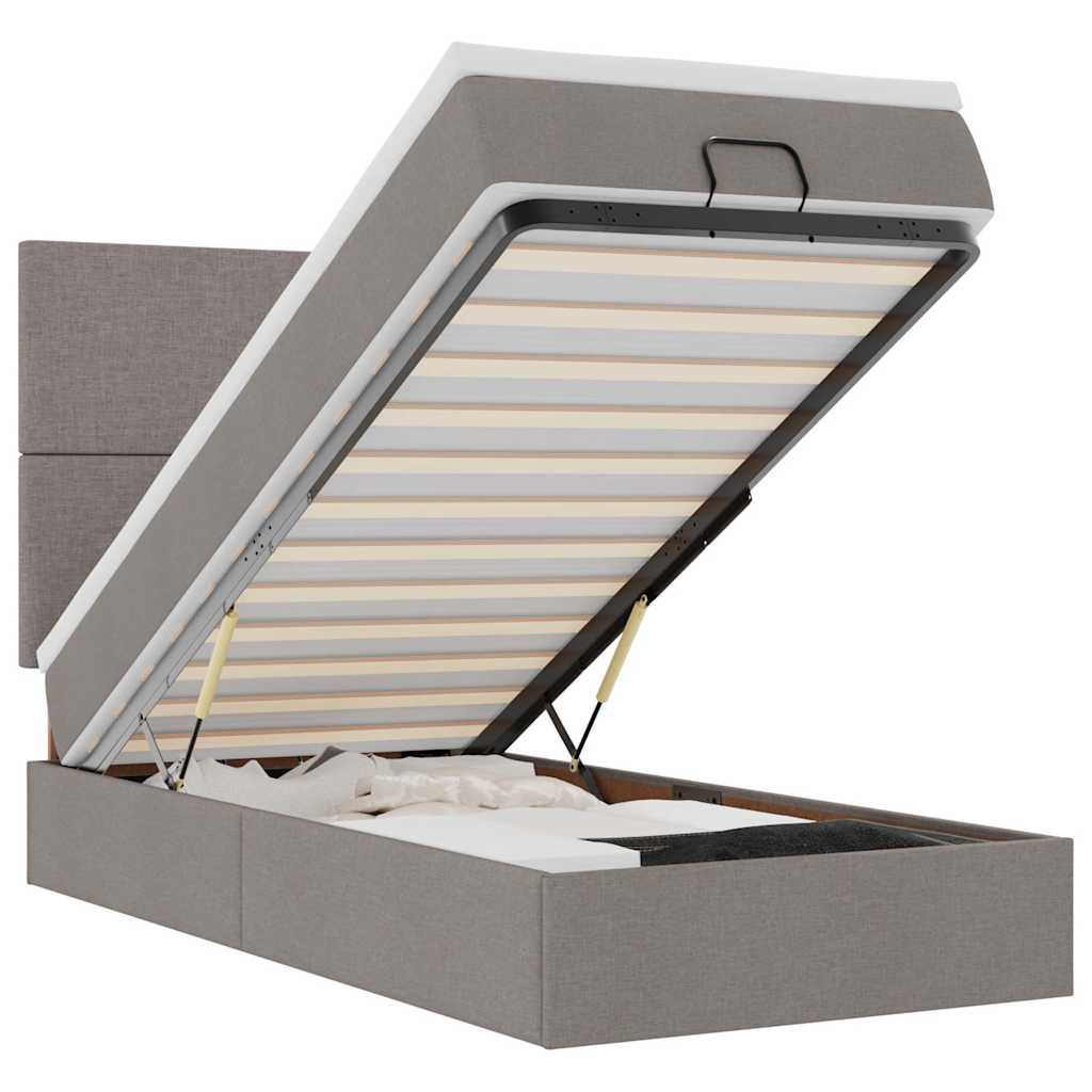 vidaXL Οθωμανικό κρεβάτι με στρώμα Taupe 80x200cm ύφασμα