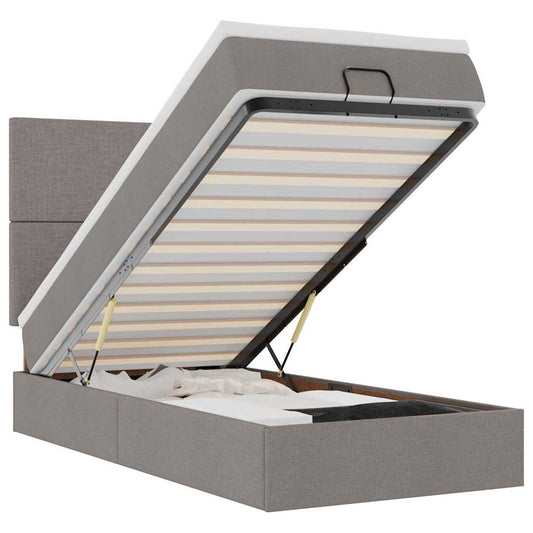 vidaXL Οθωμανικό κρεβάτι με στρώμα Taupe 80x200cm ύφασμα
