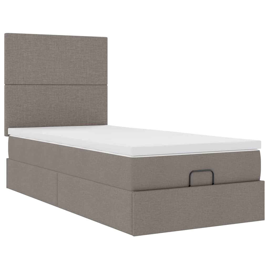 vidaXL Οθωμανικό κρεβάτι με στρώμα Taupe 80x200cm ύφασμα