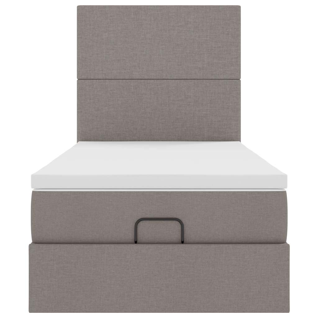 vidaXL Οθωμανικό κρεβάτι με στρώμα Taupe 90x190cm ύφασμα