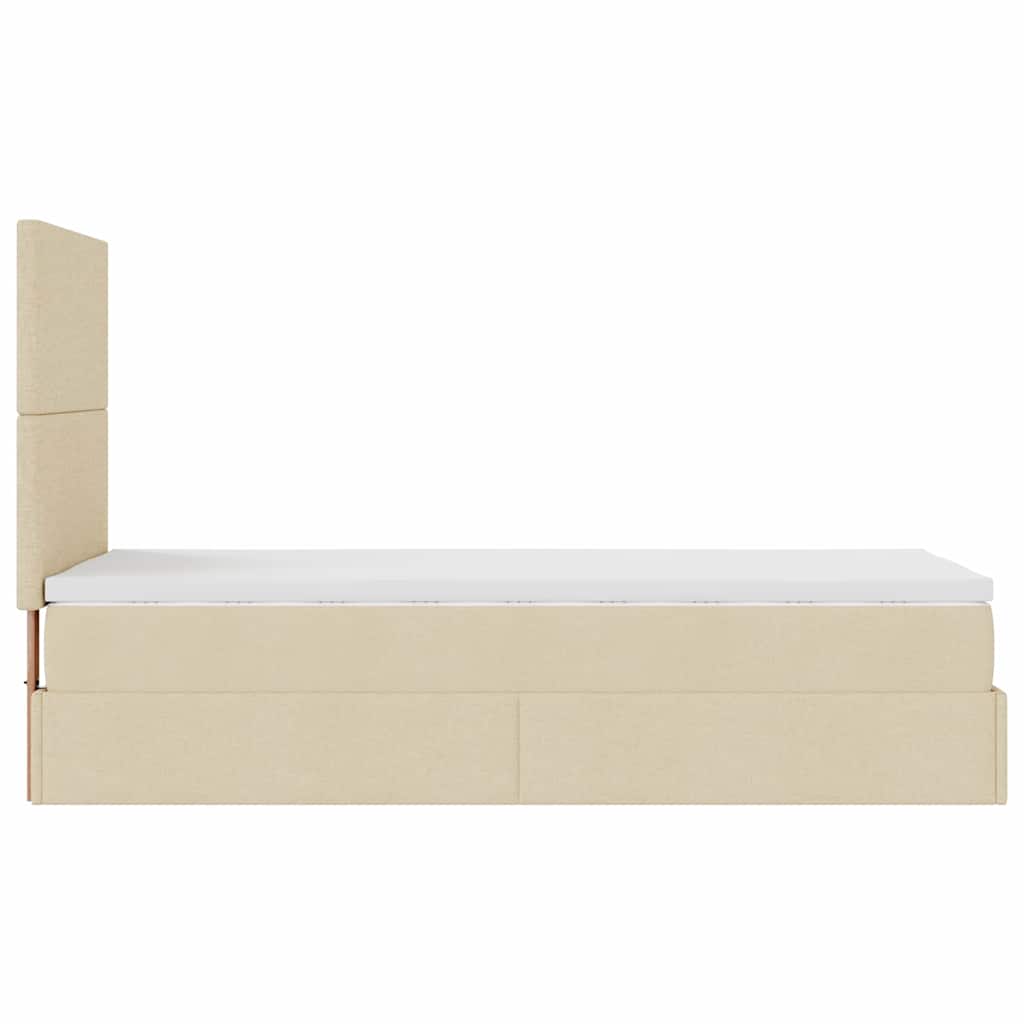 vidaXL Οθωμανικό κρεβάτι με στρώμα Cream 90x190cm ύφασμα