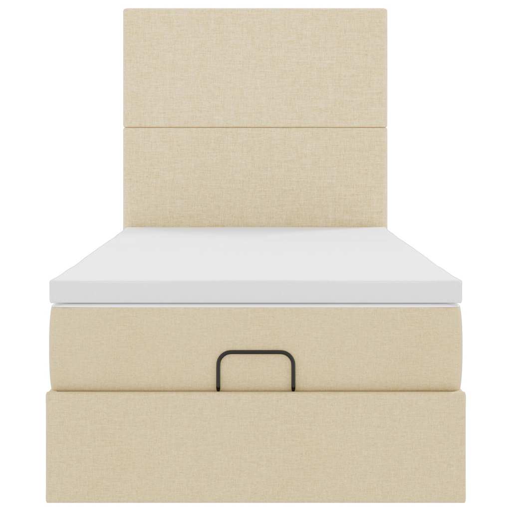vidaXL Οθωμανικό κρεβάτι με στρώμα Cream 90x200cm ύφασμα