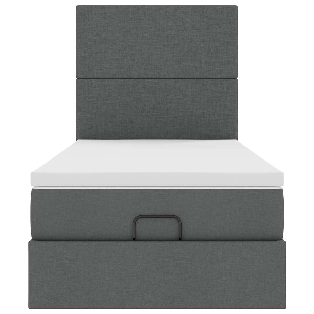 vidaXL Οθωμανικό κρεβάτι με στρώμα σκούρο γκρι 100x200cm ύφασμα