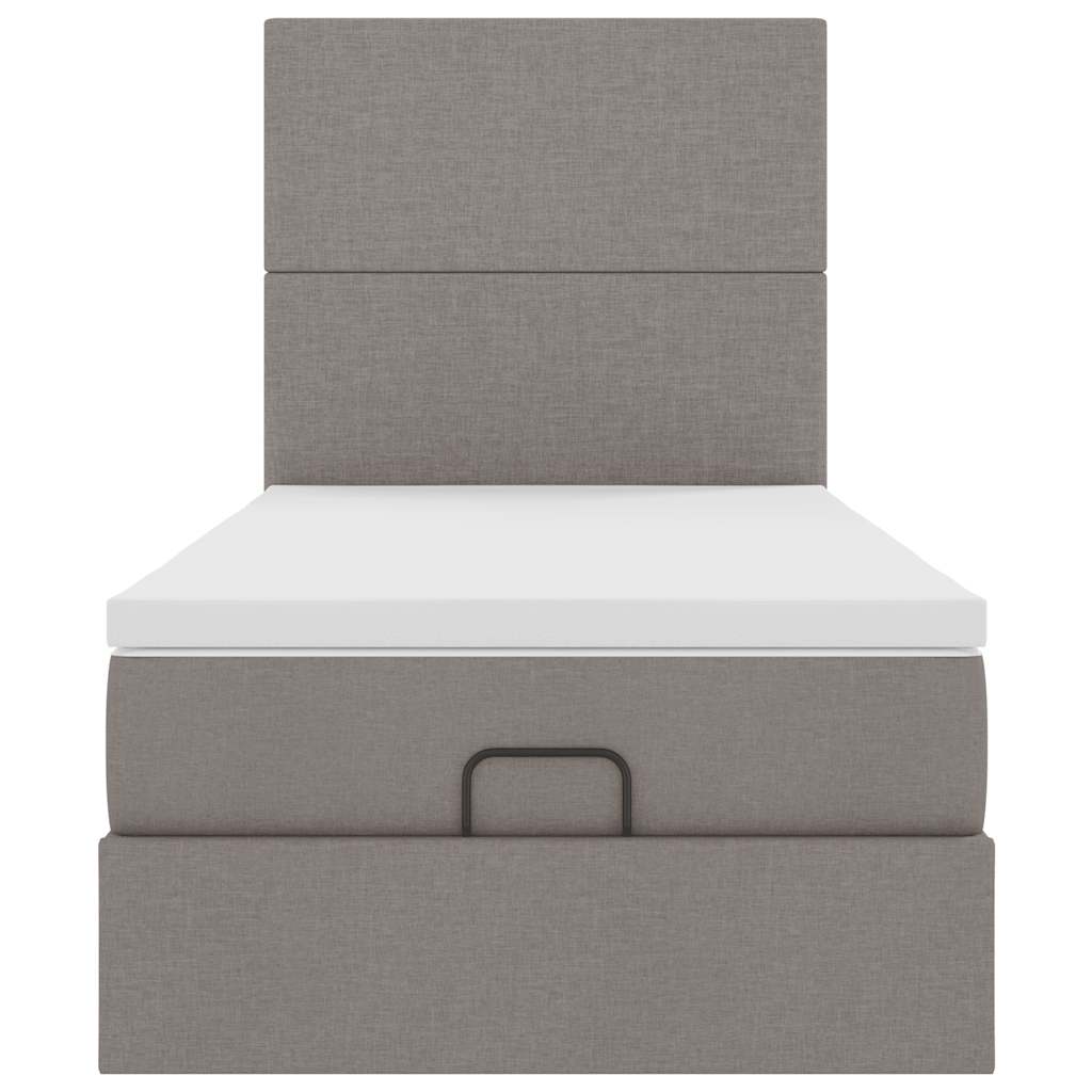 vidaXL Οθωμανικό κρεβάτι με στρώμα Taupe 100x200cm ύφασμα