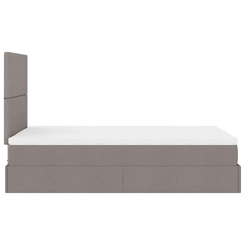 vidaXL Οθωμανικό κρεβάτι με στρώμα Taupe 120x190 cm Ύφασμα