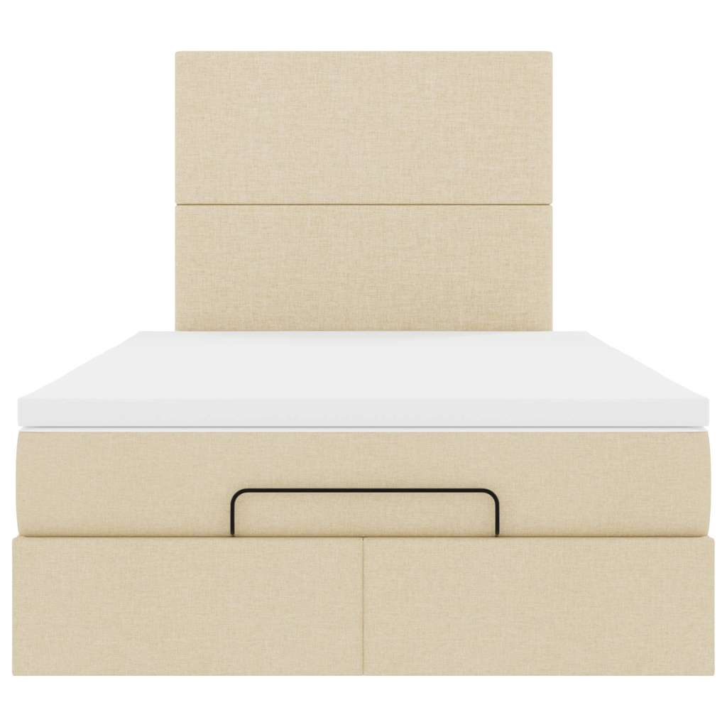 vidaXL Οθωμανικό κρεβάτι με στρώμα Cream 120x190 cm Ύφασμα