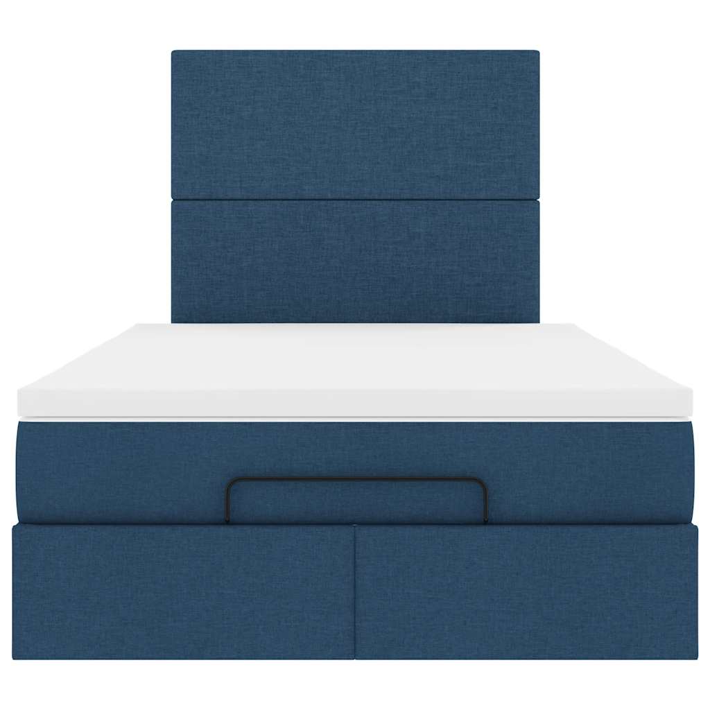 vidaXL Οθωμανικό κρεβάτι με στρώμα μπλε 120x190 cm ύφασμα