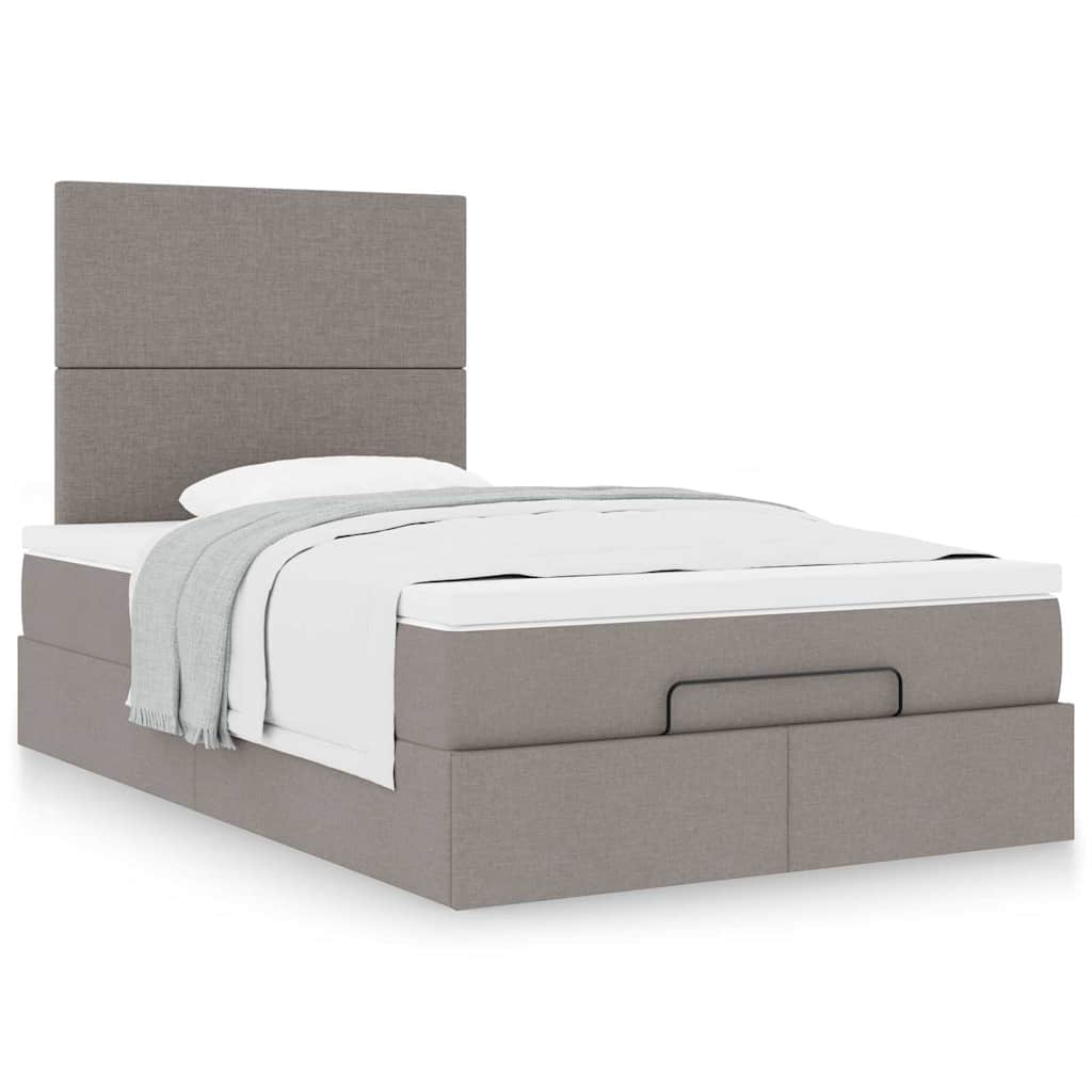 vidaXL Οθωμανικό κρεβάτι με στρώμα Taupe 120x200cm ύφασμα