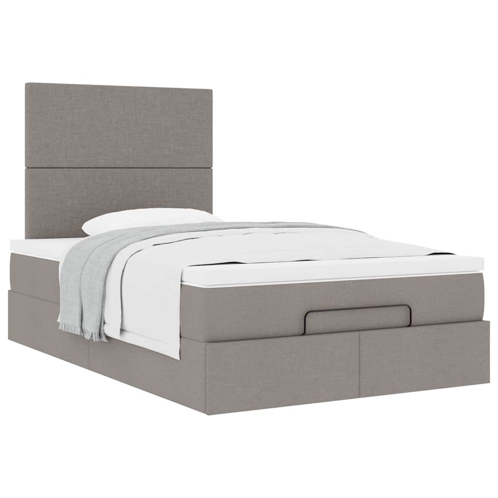 vidaXL Οθωμανικό κρεβάτι με στρώμα Taupe 120x200cm ύφασμα