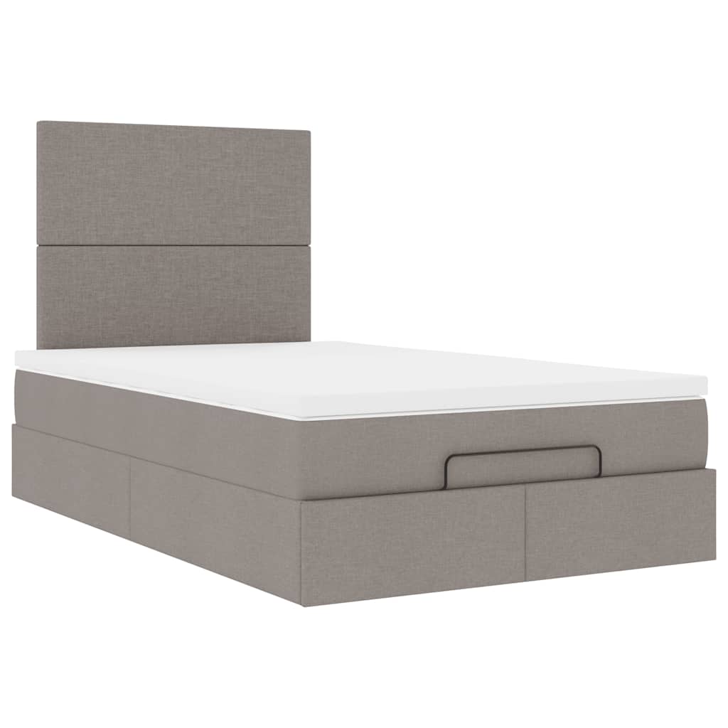 vidaXL Οθωμανικό κρεβάτι με στρώμα Taupe 120x200cm ύφασμα