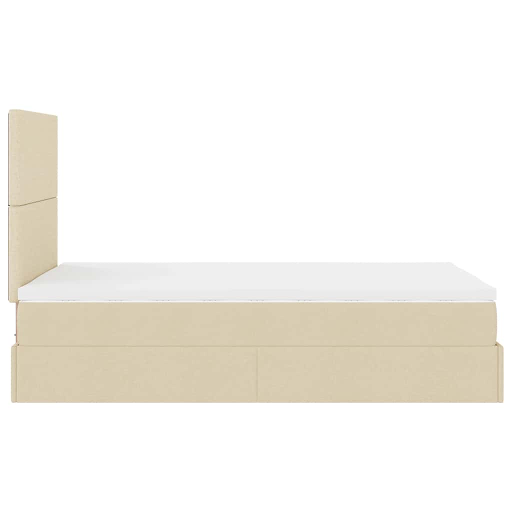 vidaXL Οθωμανικό κρεβάτι με στρώμα Cream 120x200cm ύφασμα
