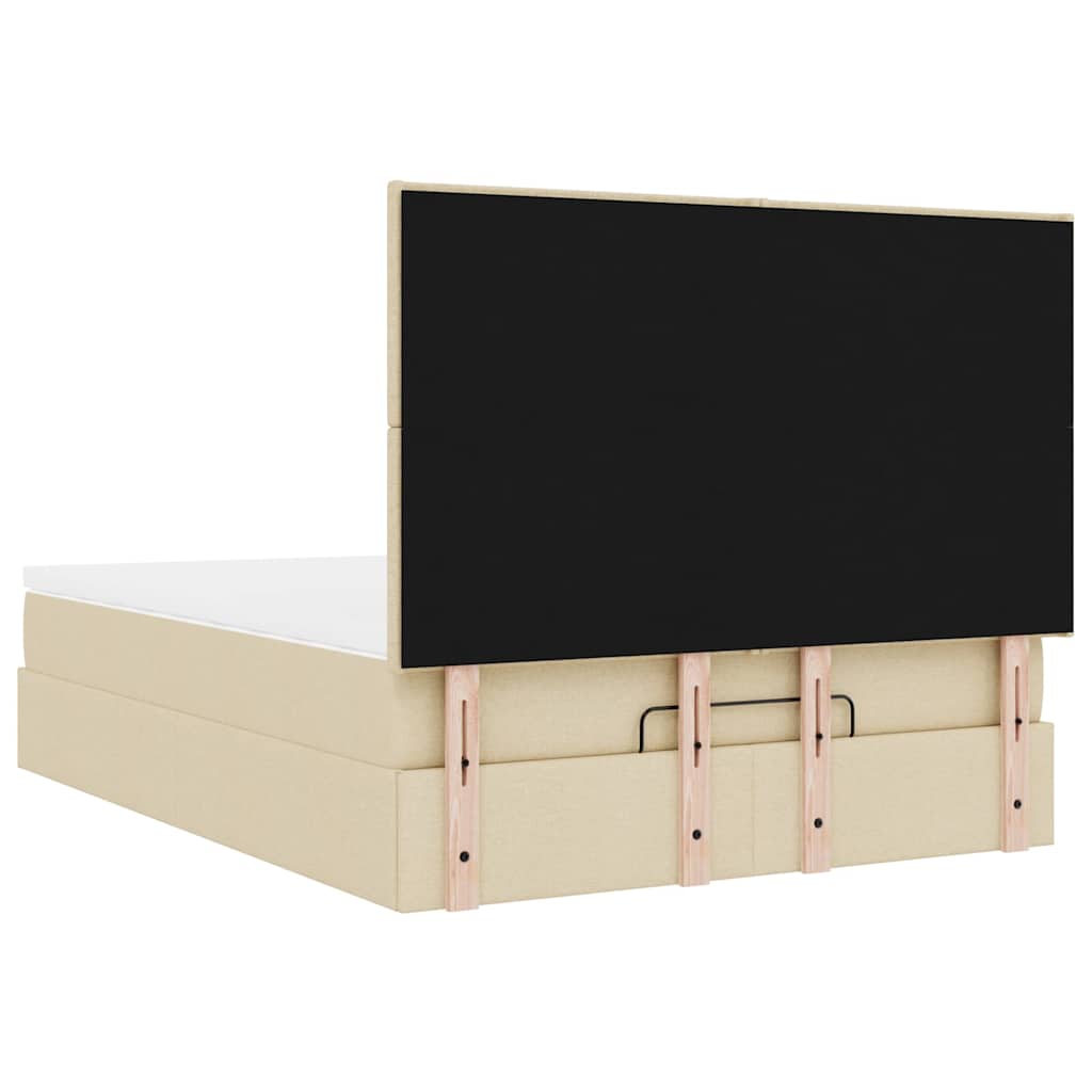 vidaXL Οθωμανικό κρεβάτι με στρώμα Cream 140x190cm ύφασμα