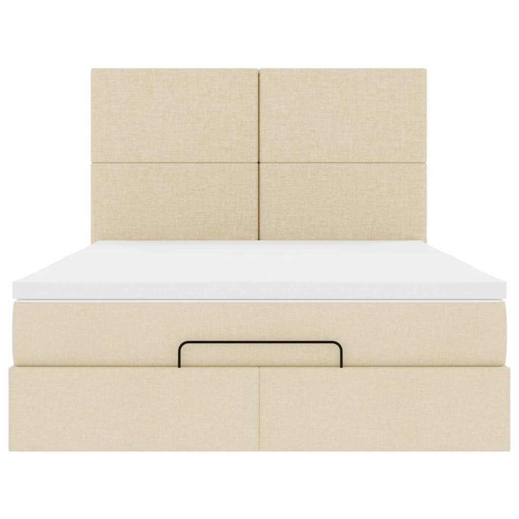 vidaXL Οθωμανικό κρεβάτι με στρώμα Cream 140x200cm ύφασμα