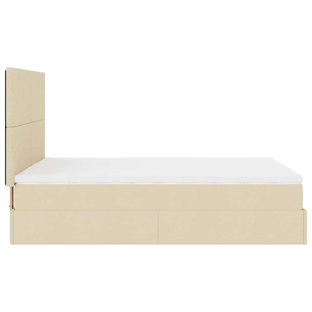 vidaXL Οθωμανικό κρεβάτι με στρώμα Cream 140x200cm ύφασμα