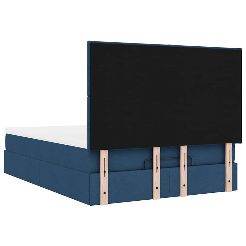vidaXL Οθωμανικό κρεβάτι με στρώμα μπλε 140x200cm ύφασμα