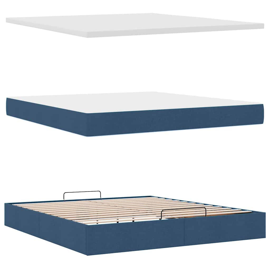 vidaXL Οθωμανικό κρεβάτι με στρώμα μπλε 160x200cm ύφασμα