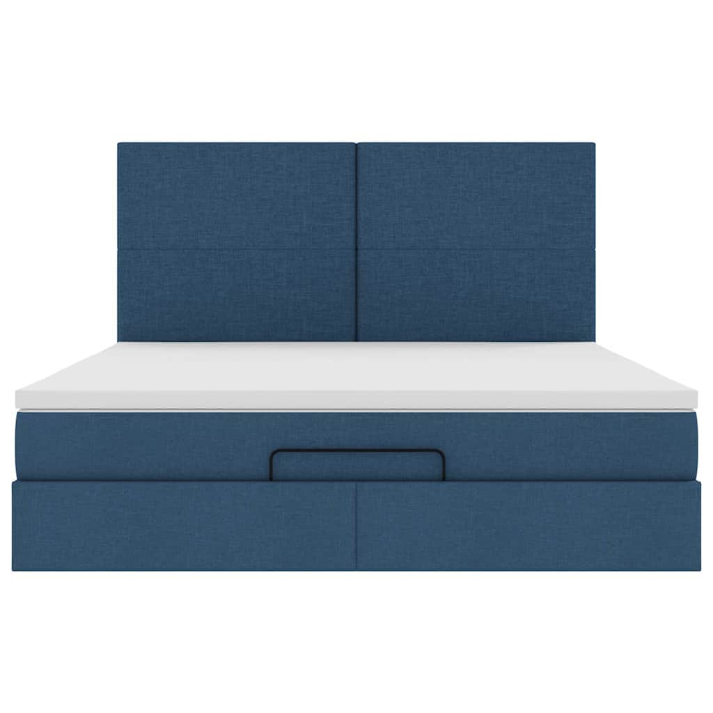vidaXL Οθωμανικό κρεβάτι με στρώμα μπλε 180x200cm ύφασμα