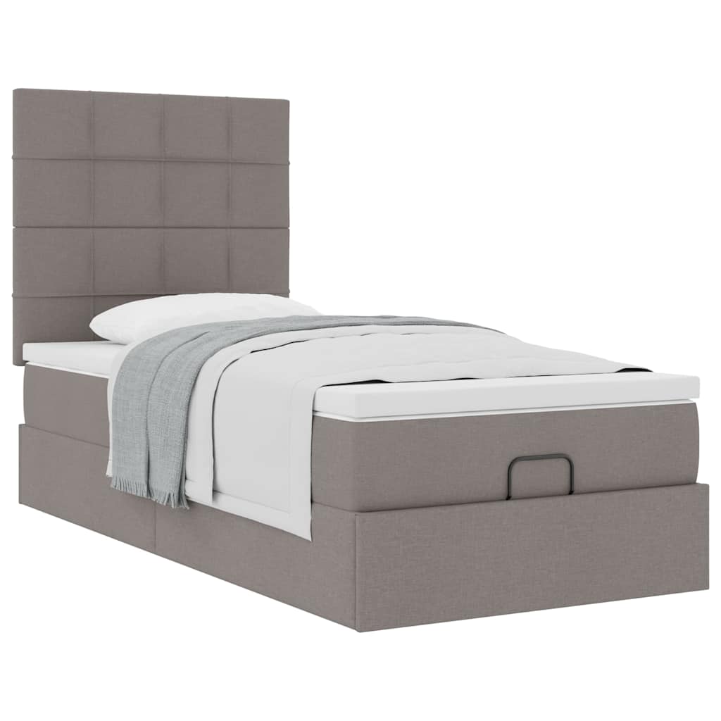 vidaXL Οθωμανικό κρεβάτι με στρώμα Taupe 80x200cm ύφασμα