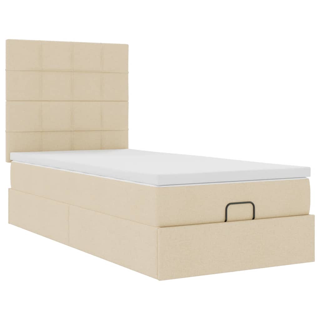 vidaXL Οθωμανικό κρεβάτι με στρώμα Cream 80x200cm ύφασμα