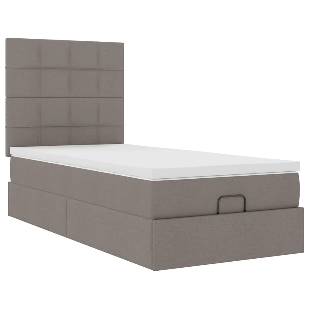 vidaXL Οθωμανικό κρεβάτι με στρώμα Taupe 90x190cm ύφασμα