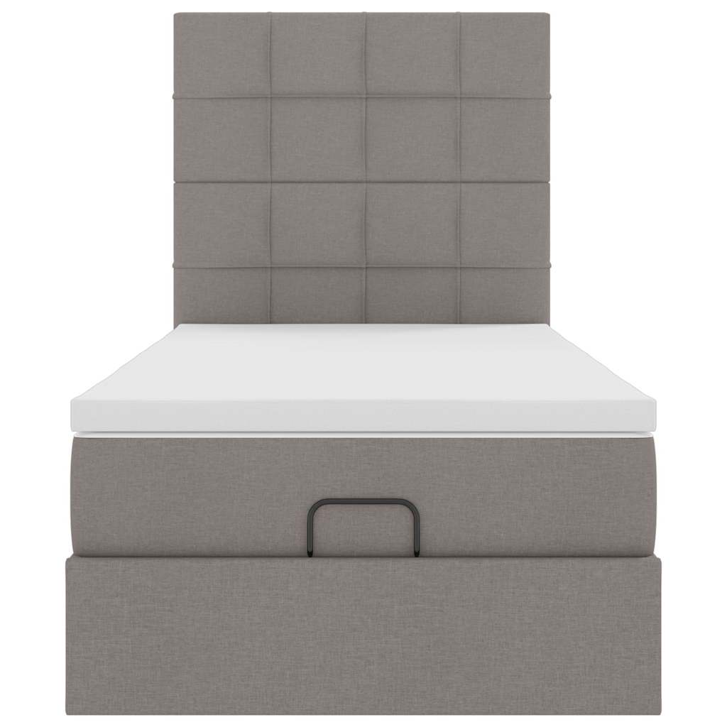 vidaXL Οθωμανικό κρεβάτι με στρώμα Taupe 90x190cm ύφασμα