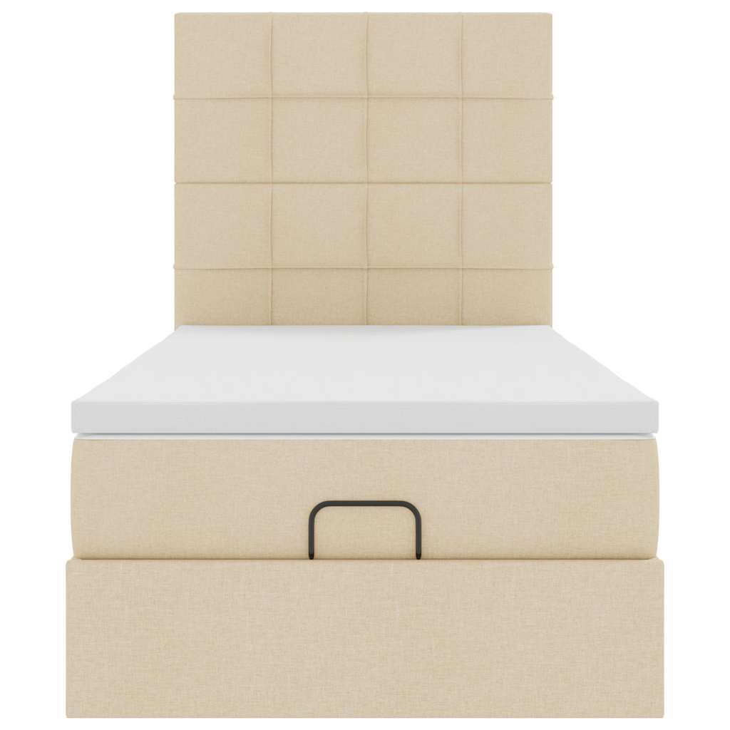 vidaXL Οθωμανικό κρεβάτι με στρώμα Cream 90x190cm ύφασμα