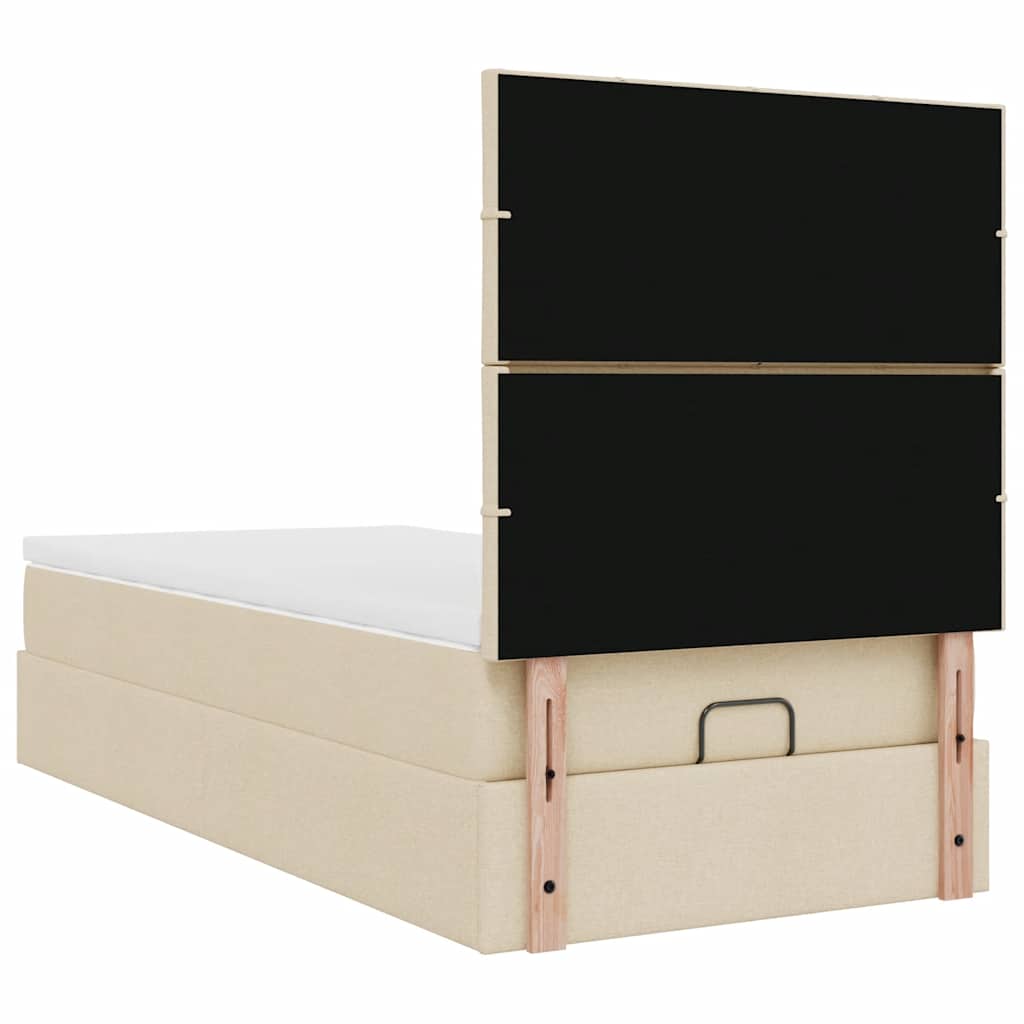 vidaXL Οθωμανικό κρεβάτι με στρώμα Cream 90x190cm ύφασμα