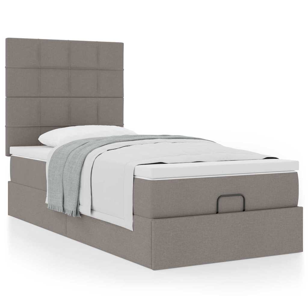 vidaXL Οθωμανικό κρεβάτι με στρώμα Taupe 90x200cm ύφασμα