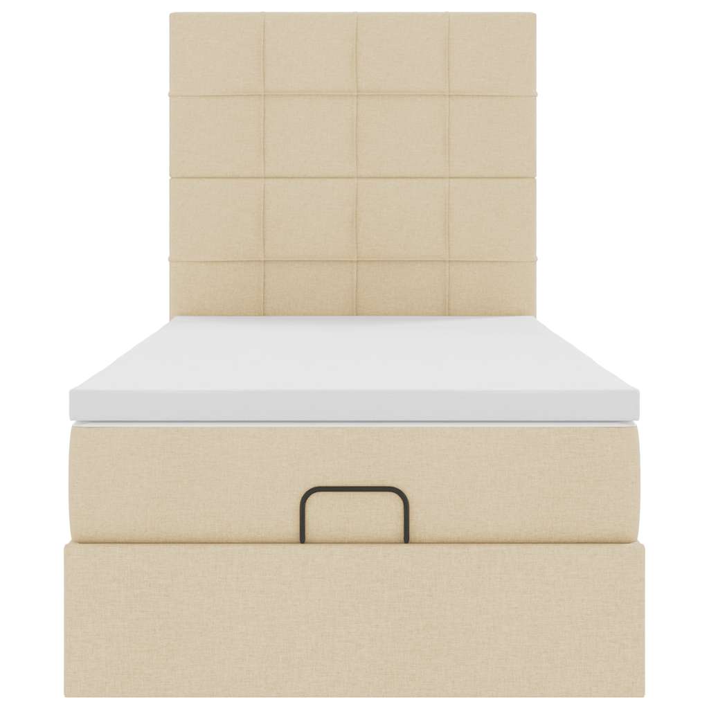 vidaXL Οθωμανικό κρεβάτι με στρώμα Cream 100x200cm ύφασμα