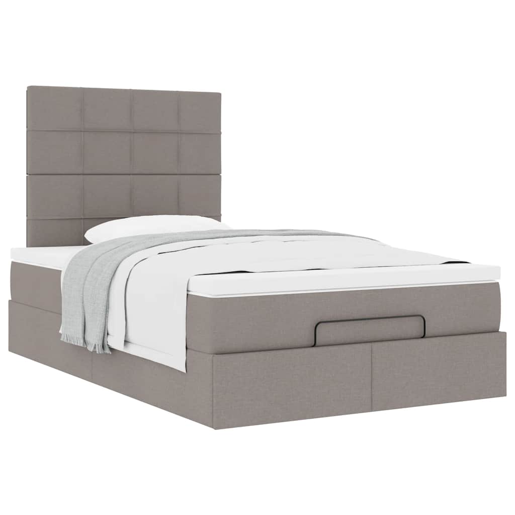 vidaXL Οθωμανικό κρεβάτι με στρώμα Taupe 120x190 cm Ύφασμα