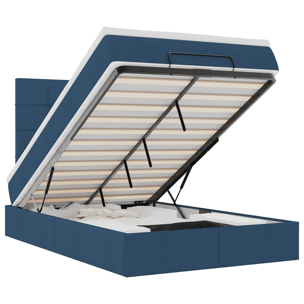 vidaXL Οθωμανικό κρεβάτι με στρώμα μπλε 120x190 cm ύφασμα