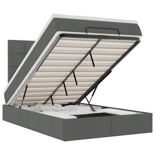 vidaXL Οθωμανικό κρεβάτι με στρώμα Σκούρο γκρι 120x200cm ύφασμα