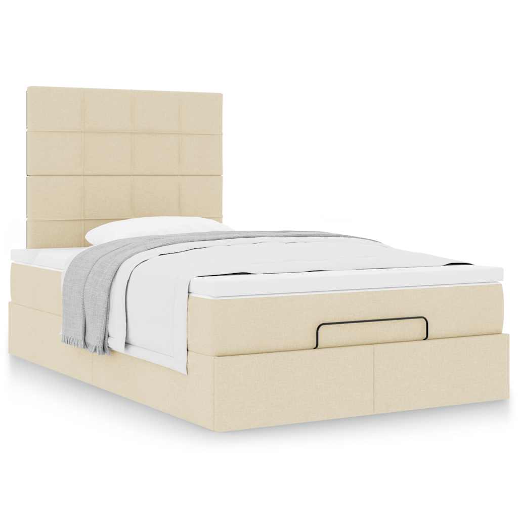 vidaXL Οθωμανικό κρεβάτι με στρώμα Cream 120x200cm ύφασμα