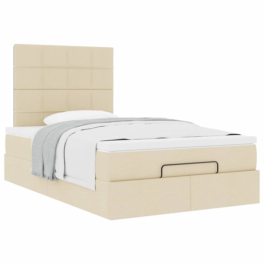 vidaXL Οθωμανικό κρεβάτι με στρώμα Cream 120x200cm ύφασμα