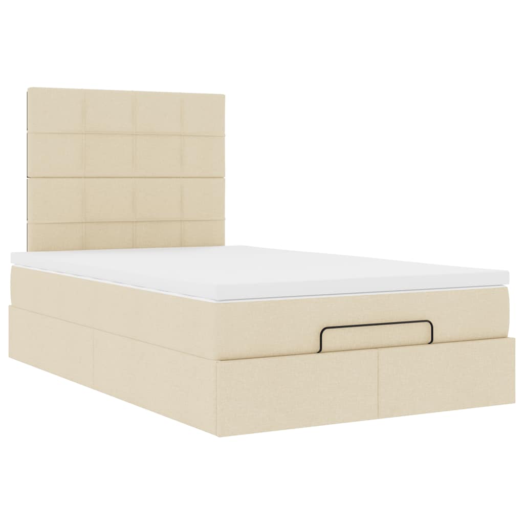 vidaXL Οθωμανικό κρεβάτι με στρώμα Cream 120x200cm ύφασμα