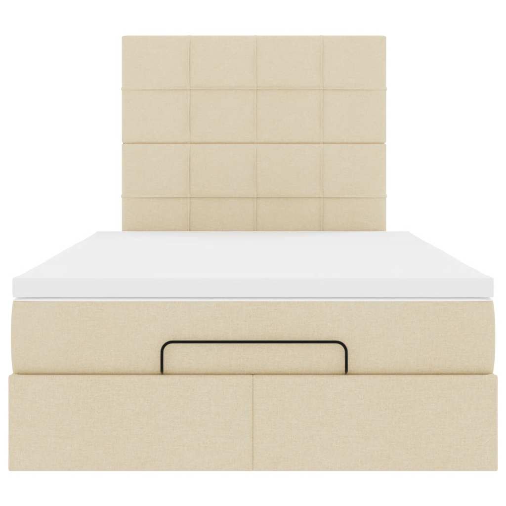 vidaXL Οθωμανικό κρεβάτι με στρώμα Cream 120x200cm ύφασμα