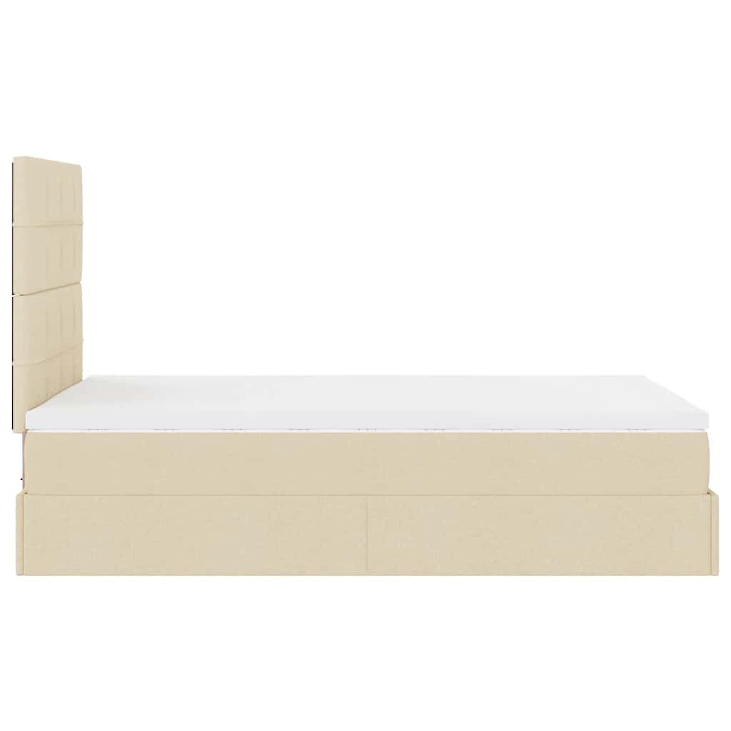 vidaXL Οθωμανικό κρεβάτι με στρώμα Cream 120x200cm ύφασμα