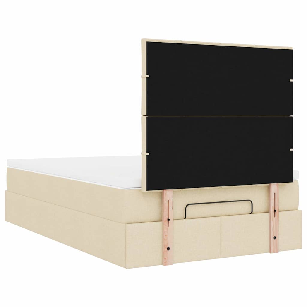 vidaXL Οθωμανικό κρεβάτι με στρώμα Cream 120x200cm ύφασμα