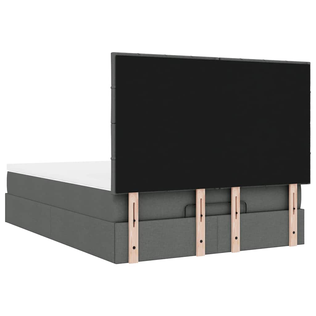 vidaXL Οθωμανικό κρεβάτι με στρώμα σκούρο γκρι 140x190cm ύφασμα